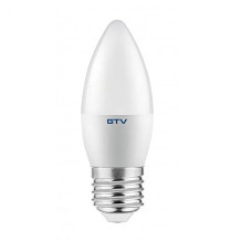 LED lemputė, KERAMINĖ, AG, C37, E27, 3000K, 10,0W, AC180-250V, 160°, 1000lm, 80mA, 3y LD-SMDC37C-10 GTV