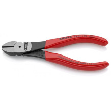 HIGH LEVERAGE DIAGONAL CUTTER BLACK ATRAMENTIZED, HEAD POLISHED, HANDLES PLASTIC COATED, 7401140SB KNIPEX