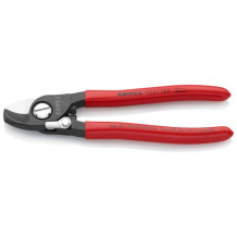 CABLE SHEARS BURNISHED, HANDLES PLASTIC COATED, INTERNAL OPENING SPRING, PROTECTED AND CAPTIVE, 9521165SB KNIPEX