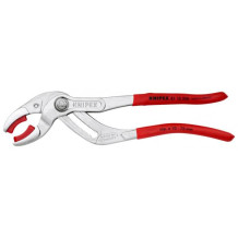 SIPHON AND CONNECTOR PLIERS FOR TRAPS, TUBE FITTINGS AND CONNECTORS CHROME PLATED, HANDLES WITH NON-SLIP PLASTIC COATING, 8113250SB KNIPEX