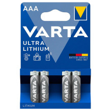 Litija baterijas 'Ultra Lithium', AAA izmērs, 4 gab., R322150, VARTA