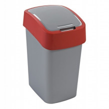 Atkritumu spainis 50L Flip Bin sudraba/sarkana, 0802172547,