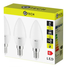 G-TECH LED spuldze, 3 gab., A-G, C37, 4000K, E14, 5.0W, AC220-240V, 180°, 400lm, 54mA, GT-C37NW5W-3, G-TECH