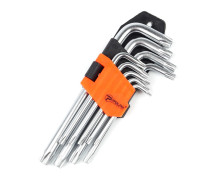 Zvaigznīšu atslēgu komplekts TORX 9gab, Т10-Т50, CrV, īsās 25-007 POLAX