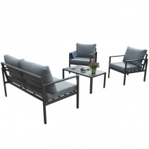 Садовая мебель ADRIO стол, диван и 2 стула, тёмно-серый 21185 HOME4YOU