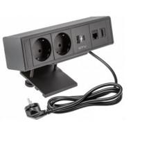 Galdā iebūvējams pagarinātājs, 2x schuko, 1xUSBA, 1xUSBC. 1xRJ45, 1xHDMI,, 1.5m, melna, AE-GM2SBAR-20 GTV