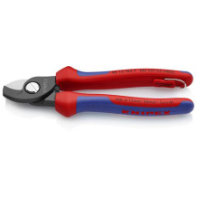 CABLE SHEARS WITH TETHER ATTACHMENT POINT BURNISHED, HANDLES WITH MULTI-COMPONENT GRIPS, WITH INTEGRATED TETHER ATTACHMENT, 9512165TBK KNIPEX