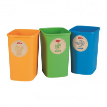 Набор для мусора без крышки Deco Flip Bin 3x10L синий / зеленый / желтый 0802173999 CURVER