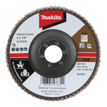 Lameļu slīpdisks 125mm K60 Metālam, INOX un krāsainie metāli HEAVY DUTY, B-53936 MAKITA