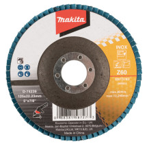 Lameļu slīpdisks 125X22.3MM Z60, Taisnais, INOX un krāsainie metāli, D-74239 MAKITA