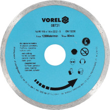 DIAMOND BLADE, CONTINOUS RIM 115MM 08731 VOREL