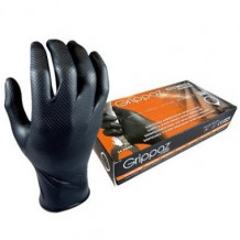 Нитриловые перчатки M-Safe (50шт.) Без талька 11 / XXL черный Grippaz