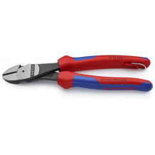 HIGH LEVERAGE DIAGONAL CUTTER BLACK ATRAMENTIZED, HEAD POLISHED, HANDLES WITH MULTI-COMPONENT GRIPS, WITH INTEGRATED TETHER ATTACHMENT POINT 25° ANGLED HANDLES, 7422250TBK KNIPEX