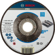 Slīpēšanas ripa, izliekta 125X22X6 mm, metālam, Mazām leņķa slīpmašīnām PRO METAL SLĪPRIPA, 2608600223, BOSCH