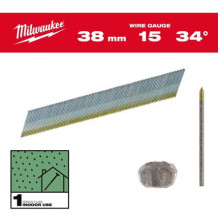 APDARES NAGLAS, 15G, 34°, D GALVIŅA, 15G / 34° / 38 MM / G / SC1 - 2.500 PC, 4932492575 MILWAUKEE