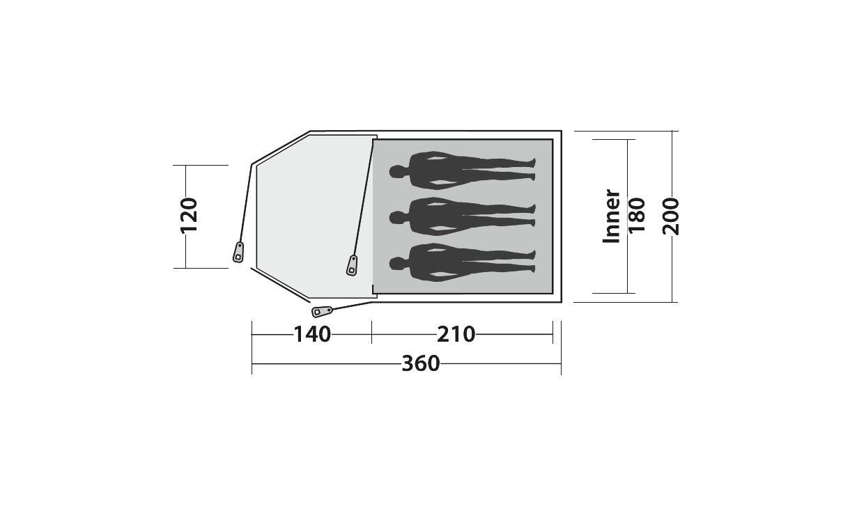 Palapinė Eclipse 300 Rustic Green 3 lovos 120386 EASY CAMP