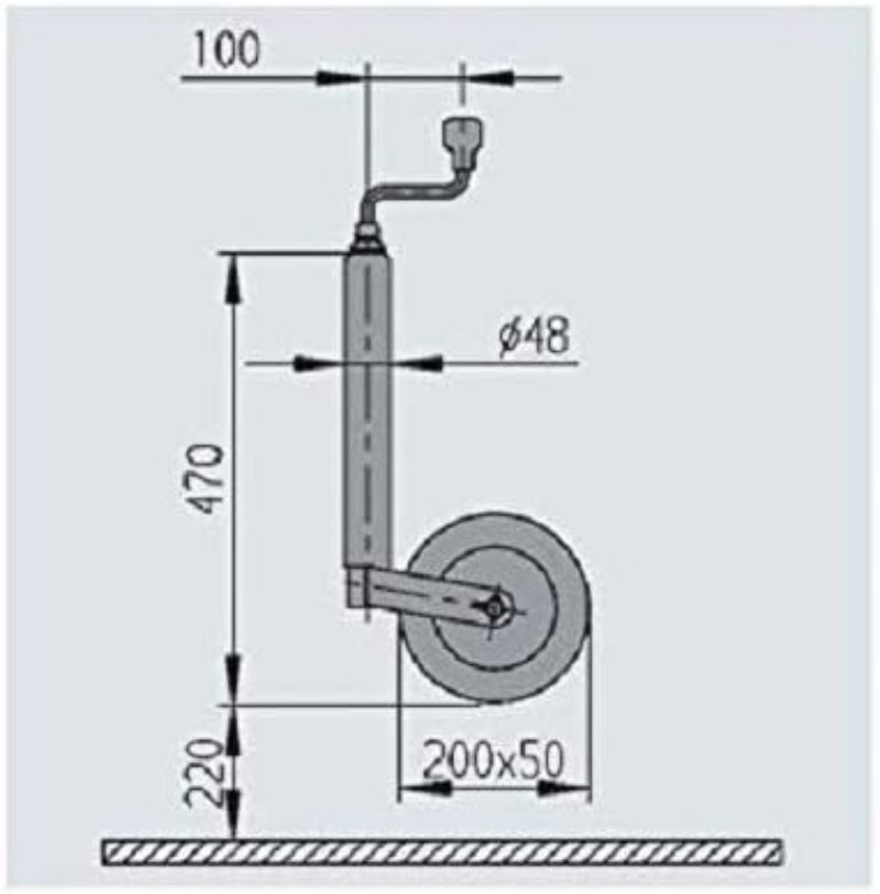 Haagise tugiratas STUETZRAD48 Compact 150kg 200x50mm; 1222433 AL-KO