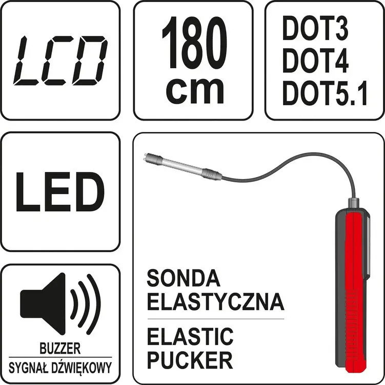 Stabdžių skysčio testeris LED 180cm YT-72985 YATO