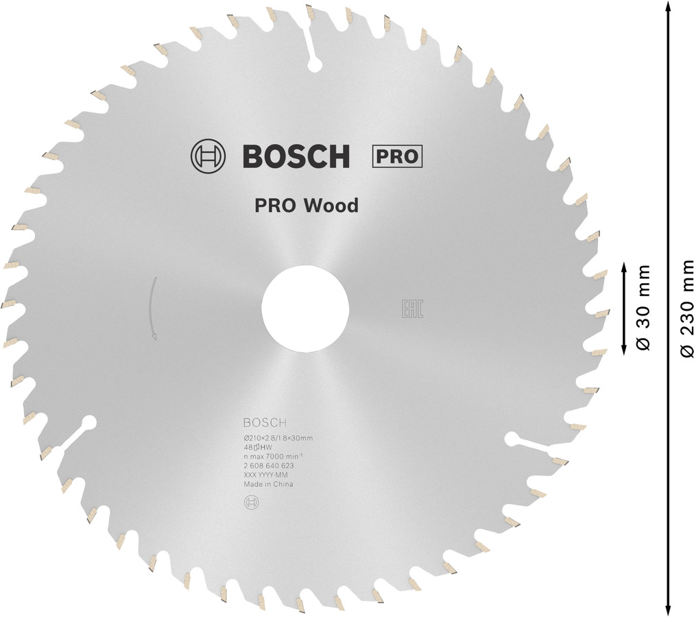 Ripzāģa disks 210x30mm Optiline Wood, Rokas ripzāģiem PRO WOOD RIPZĀĢA ASMENS, 2608640623, BOSCH