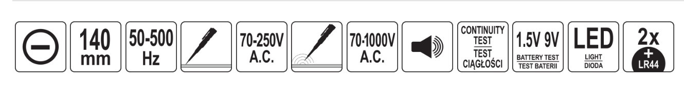 Įtampos testeris 140mm 70-1000V YT-28631 YATO