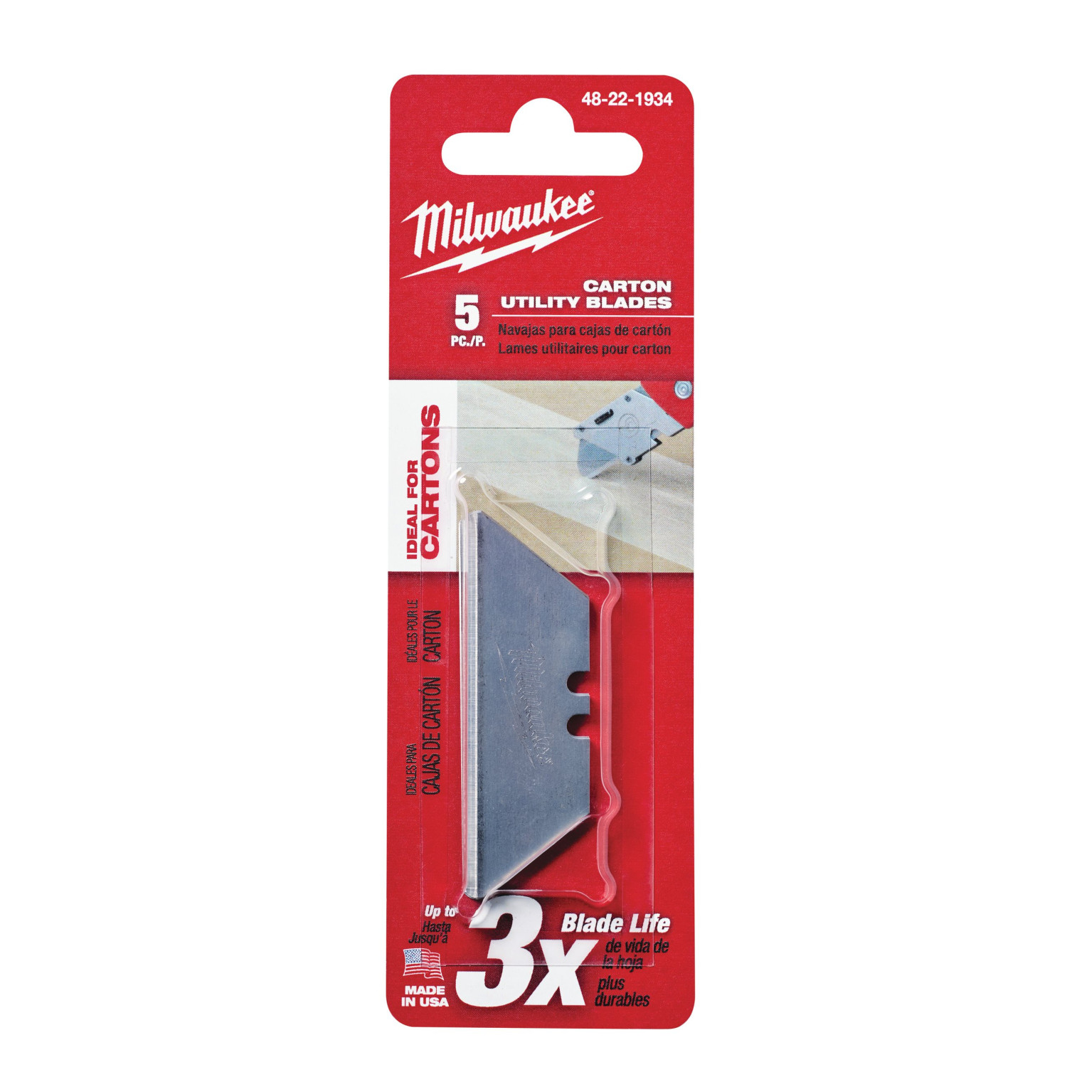 VISPĀRĪGA PIELIETOJUMA ASMEŅI, SELF - RETRACKING KNIFE BLADES - 5 PCS, 48221934 MILWAUKEE