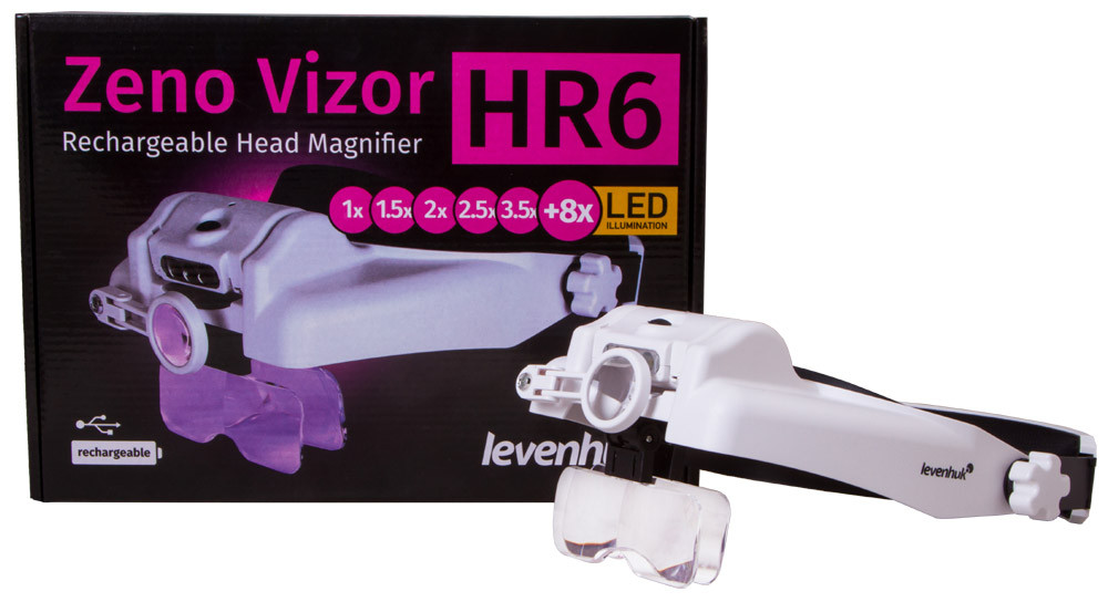 Didinamieji stiklai su LED Zeno Vizor HR6 1,5x / 2x / 2,5x / 3x / 3,5x / 8x L72615 LEVENHUK