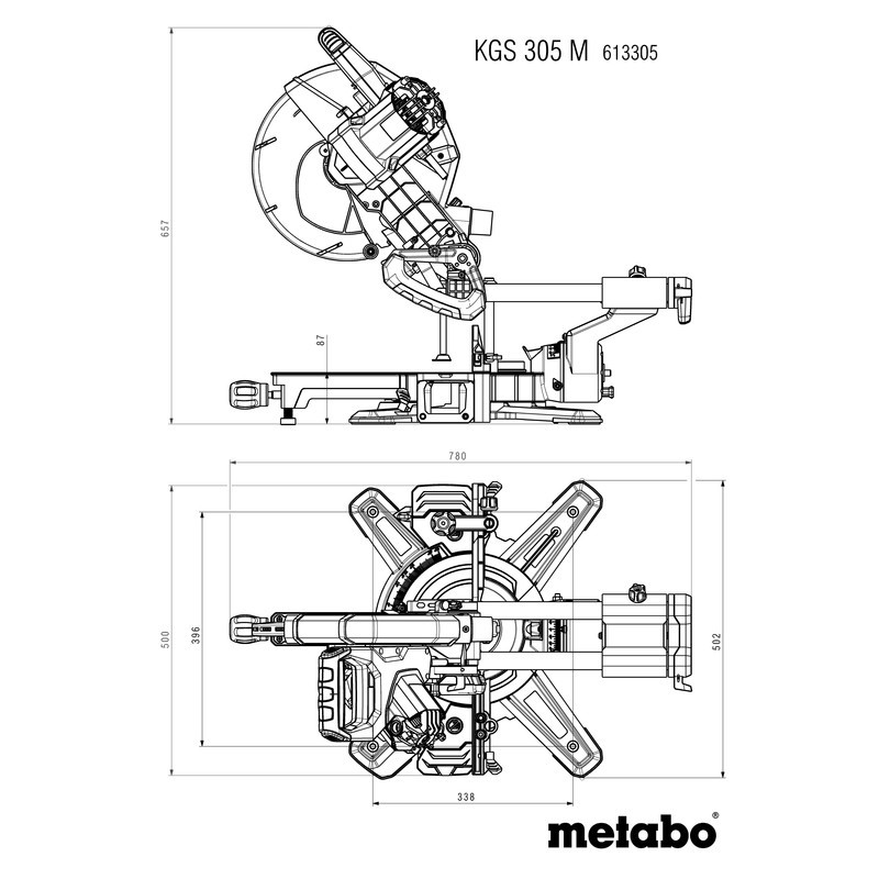 Leņķzāģis 2000W, 305mm, 105x305mm,  KGS 305 M; 613305000 METABO