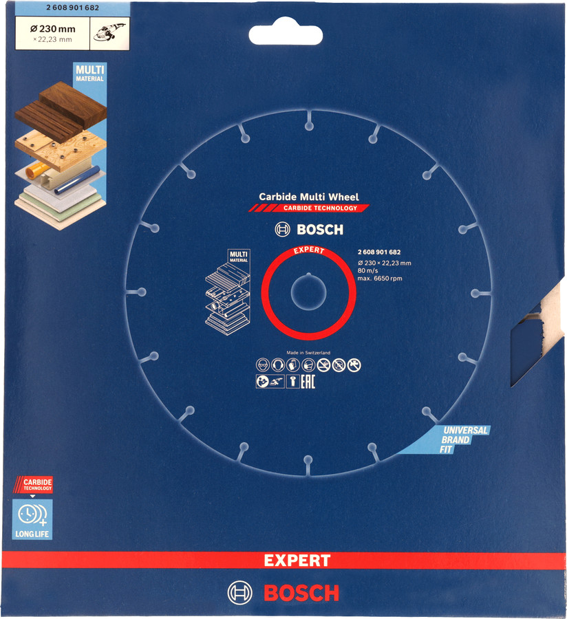 Karabīda daudzfunkcionālais griešanas disks lieliem leņķa slīpmašīnām, 230 mm, 22.23 mm urbums, 2608901682, BOSCH