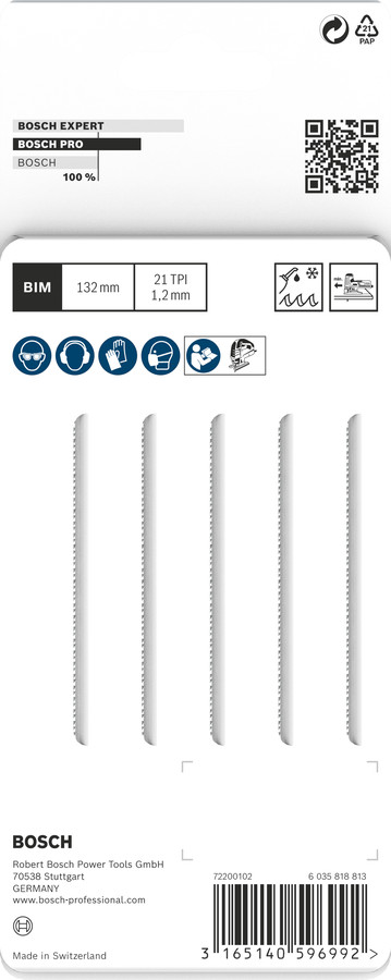 5 figūrzāģa asmeņi T 321 AF Speed for Metal, Figūrzāģiem PRO METAL PIPES AND PROFILES T321AF FIGŪRZĀĢA ASMENS, 2608636705, BOSCH