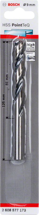 Urbis metālam PointTeQ 9 x 81 x 125 mm , 1 gab., Urbjmašīnām/skrūvgriežiem POINTTEQ HSS SPIRĀLVEIDA URBIS, 2608577173, BOSCH