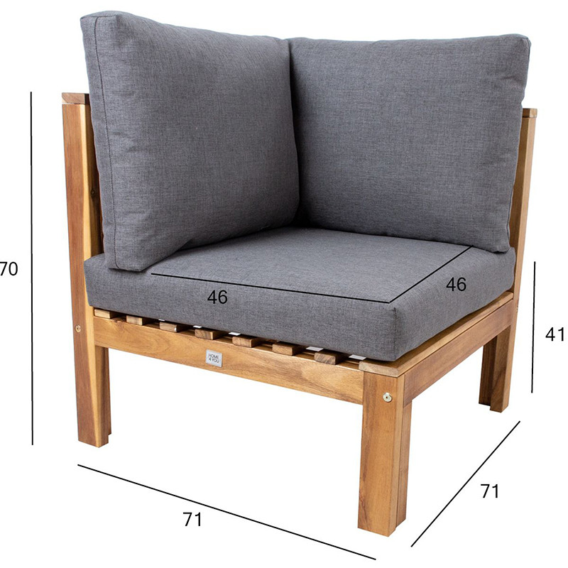 Moduļu dīvāns FINLAY stūra 71x71xH70cm, akācija; 13573 HOME4YOU