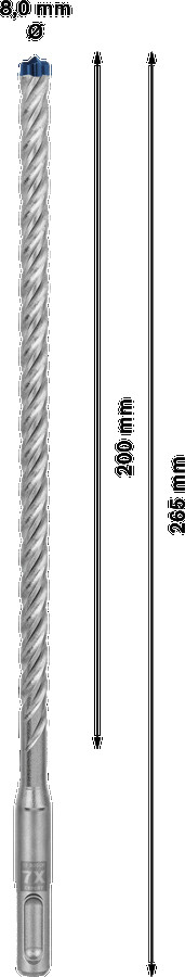 Triecienurbis SDS plus-7X 8x200x265mm, 30 gab., Perforatora urbjiem EXPERT SDS PLUS-7X TRIECIENURBIS PERFORATORIEM, 2608900185, BOSCH