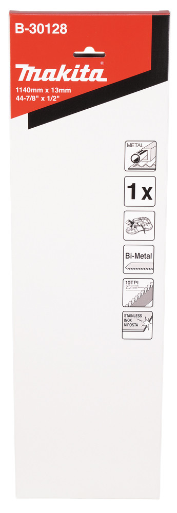 Zāģlenta 13x0,5x1140mm, 10 Tpi, BIM, >6mm,  metāls, nerūsējošais tērauds, čuguns, plastmasa, 1gab/iep, B-30128 MAKITA