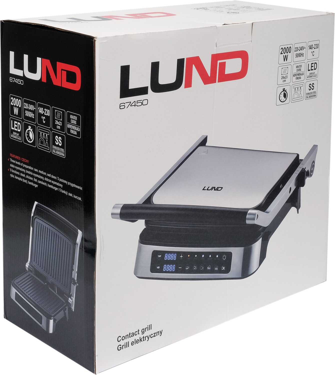 ELECTRIC GRILL 2000W, LED CONTROL PANEL 67450 LUND