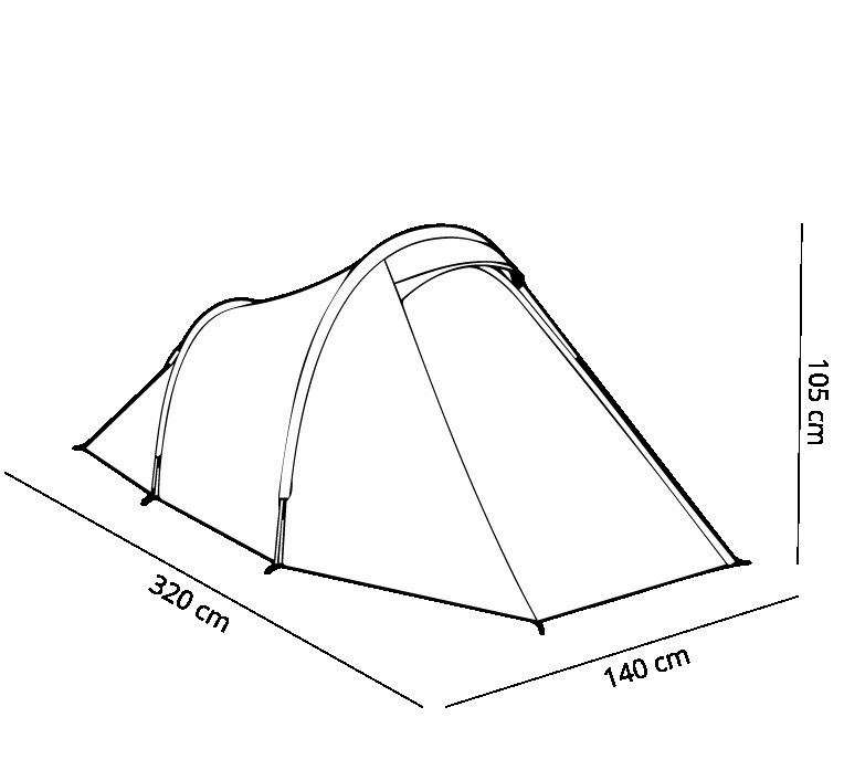 Tuneļa telts Arch 2 2 guļamvietas 320x140x105cm R152180 ROBENS