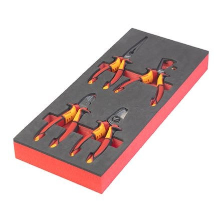 4 GAB. VDE KNAIBĻU KOMPLEKTA 2 PUTU MATERIĀLA IELIKTŅI, VDE PLIERS SET 2 FOAM INSERT - 4 PC, 4932493460 MILWAUKEE