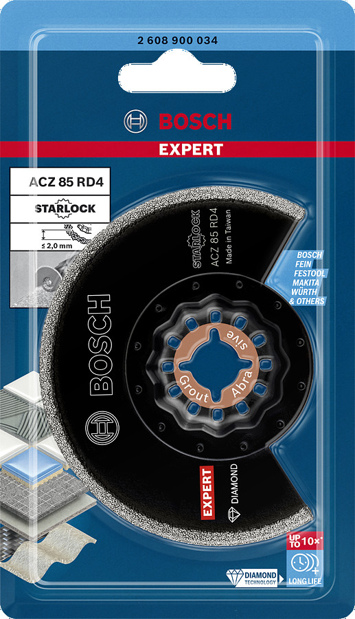 Starlock ACZ85RD4 1 gab., Svārstību daudzfunkcionālajiem darbarīkiem EXPERT ACZ 85 RD4 GROUT SEGMENT BLADE, 2608900034, BOSCH