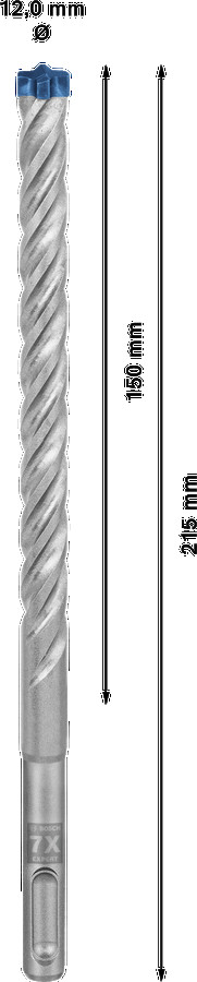 Triecienurbis SDS plus-7X 12x150x215mm, 10 gab., Perforatora urbjiem EXPERT SDS PLUS-7X TRIECIENURBIS PERFORATORIEM, 2608900174, BOSCH