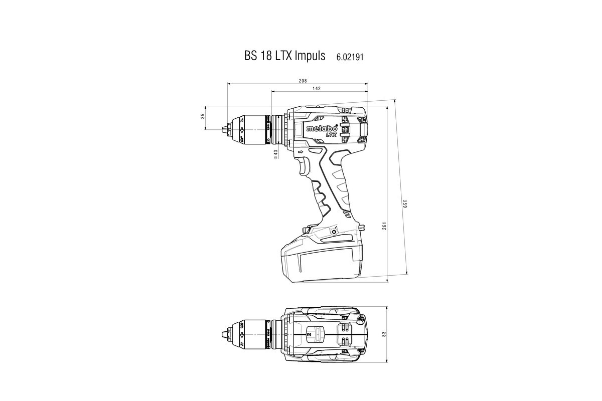 Akutrell BS 18 LTX BL Q Impuls karkass, MetaBOX145, 602191840 Metabo