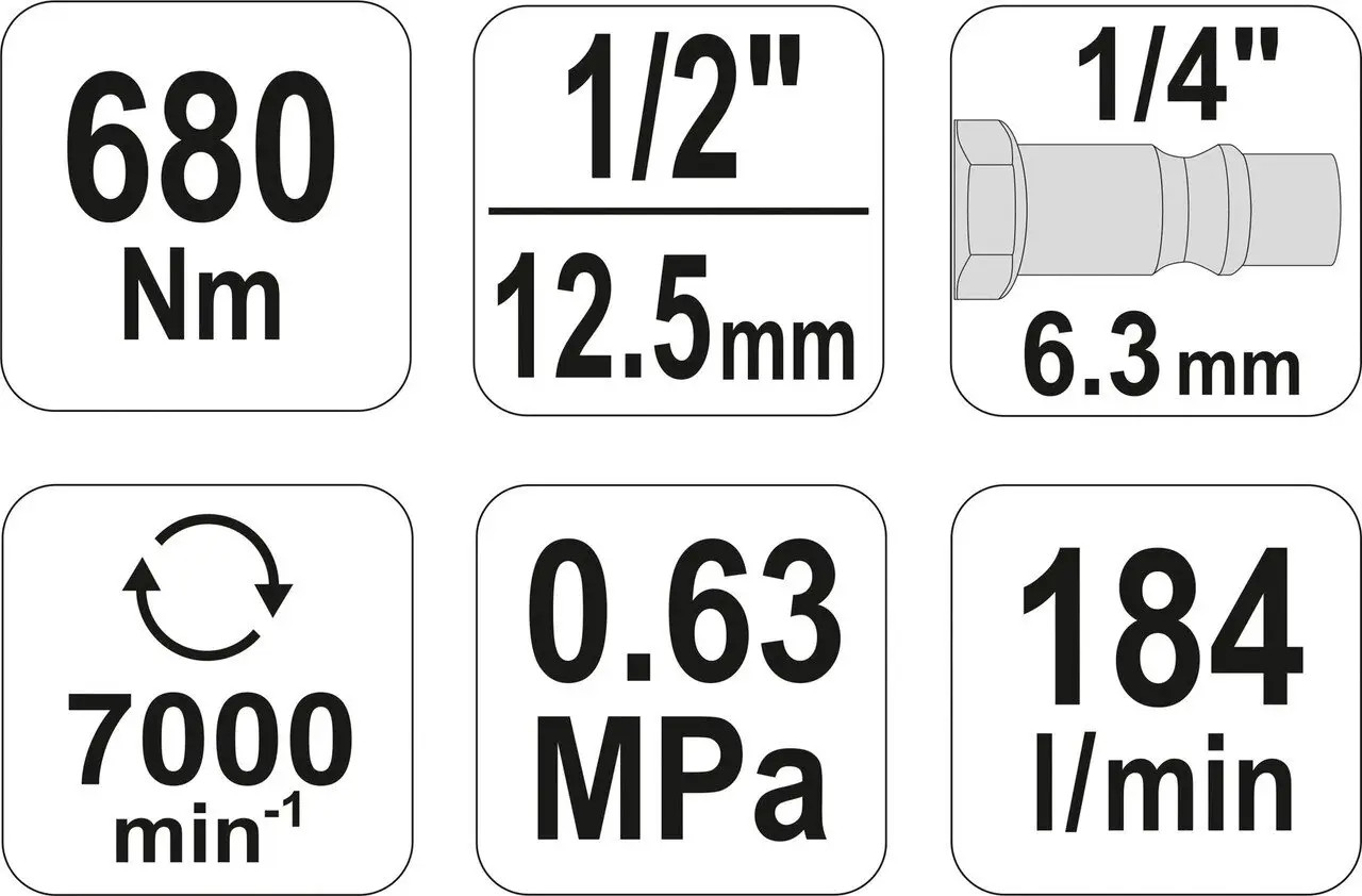 Гайковерт пневматический 1/2" 680 Нм YT-09524 YATO