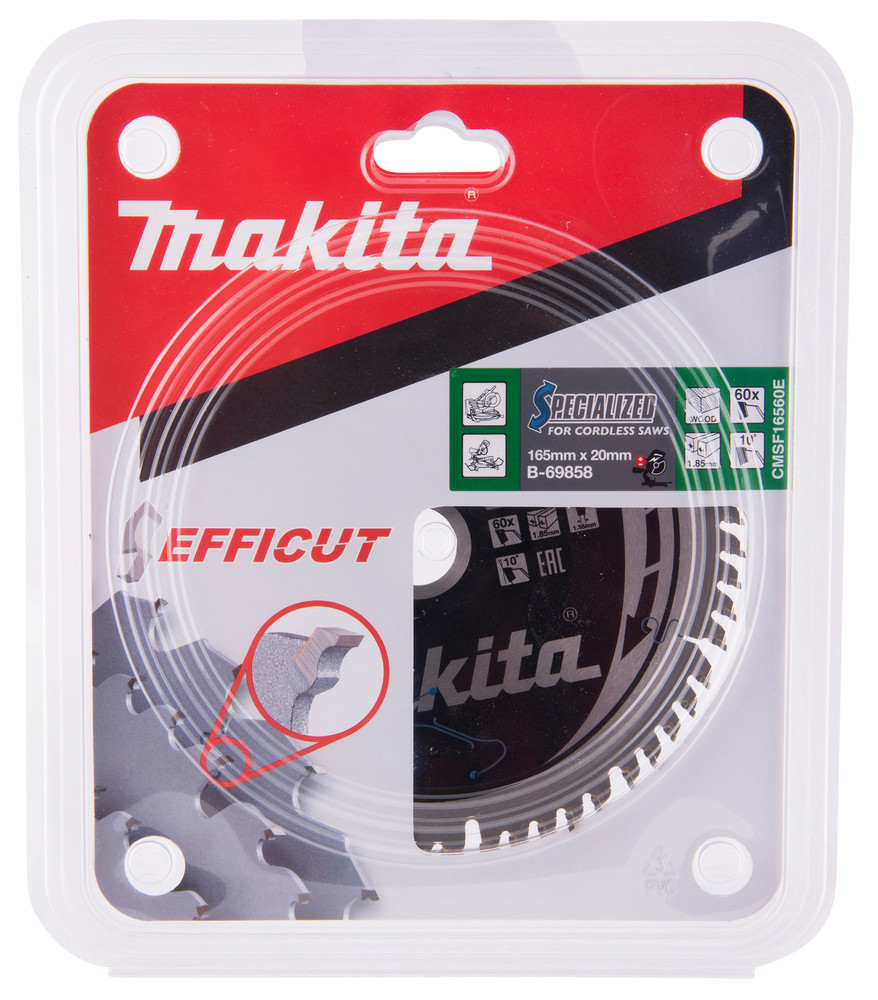 T.C.T. Zāģripa EFFICUT 165X1.85X20mm 10° T60, B-69858 MAKITA