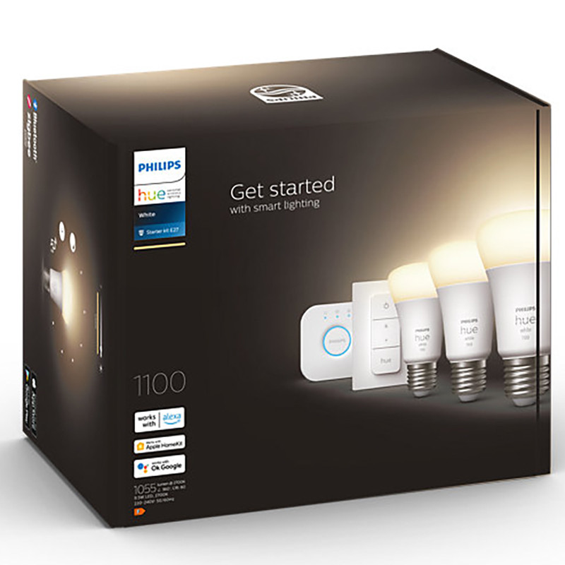 Philips Hue viedo spuldžu komplekts E27 75W, 3gab. + Hue Bridge + slēdzis