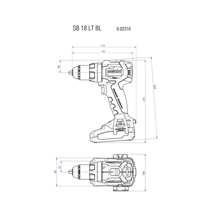 Akumuliatorinis gręžtuvas SB 18 LT BL 602316800 & MET, Metabo