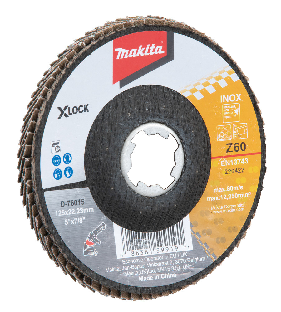 Lameļu slīpdisks X-Lock, 125 mm, Z60, D-76015 MAKITA