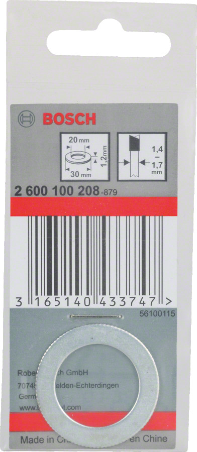 Reducējošais gredzens 30 x 20 x 1,2 mm, Rokas ripzāģiem, rokas sausajiem griežņiem, paneļzāģiem, galda zāģiem PRO REDUCTION RING RIPZĀĢA ASMENIM, 2600100208, BOSCH