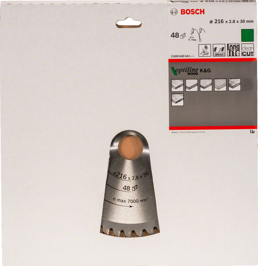 Ripzāģa disks  216x30 mm Optiline Wood, Paneļzāģiem PRO WOOD RIPZĀĢA ASMENS, 2608640641, BOSCH