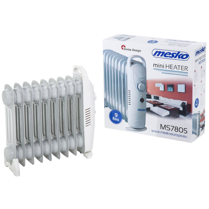 Eļļas radiators MS 7805, 1000W, 9 sekcijas, balts; MS 7805 MESKO