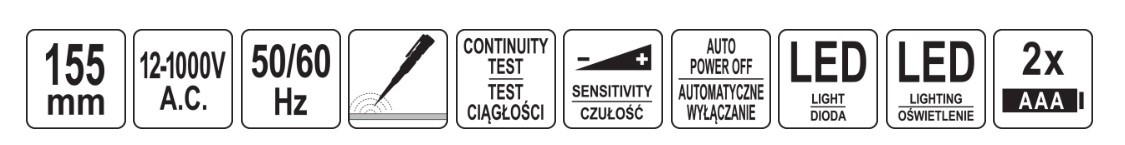 Тестер напряжения 155мм 12-1000В YT-28313 YATO
