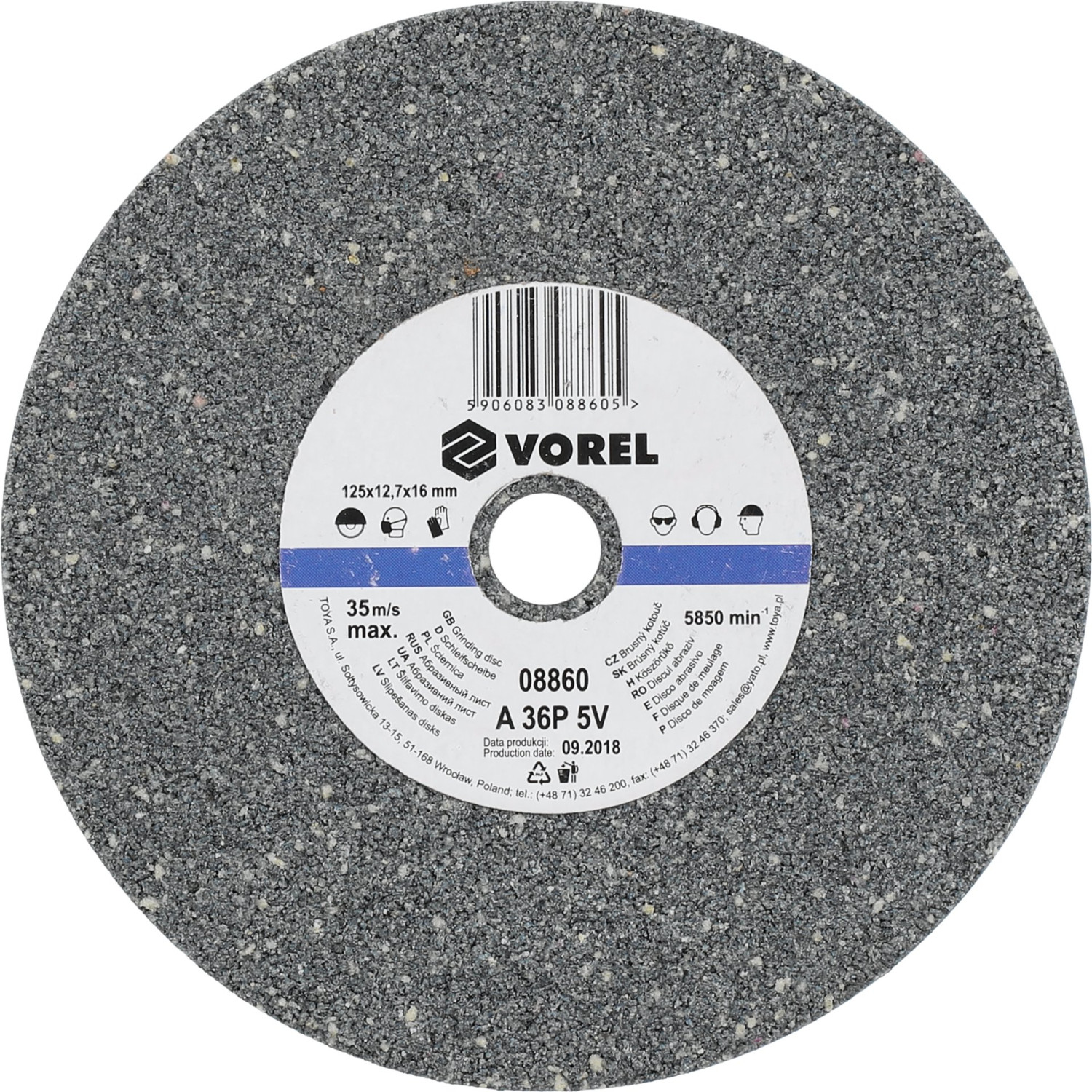 GRINDING DISC 125x12.7x17MM /COARSE/ 08860 VOREL