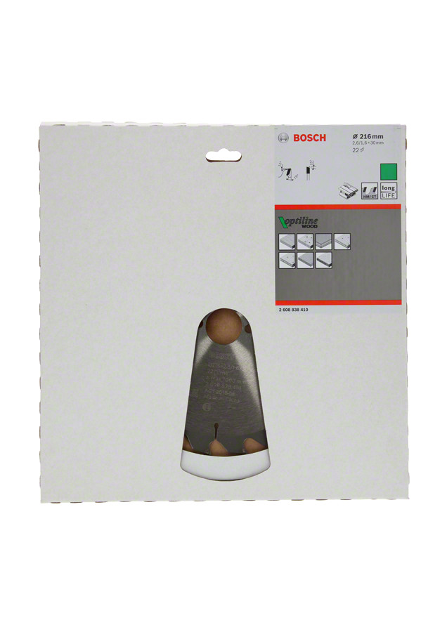 Ripzāģa disks 216x30 mm Optiline Wood Z22, Galda zāģiem PRO WOOD RIPZĀĢA ASMENS, 2608838410, BOSCH